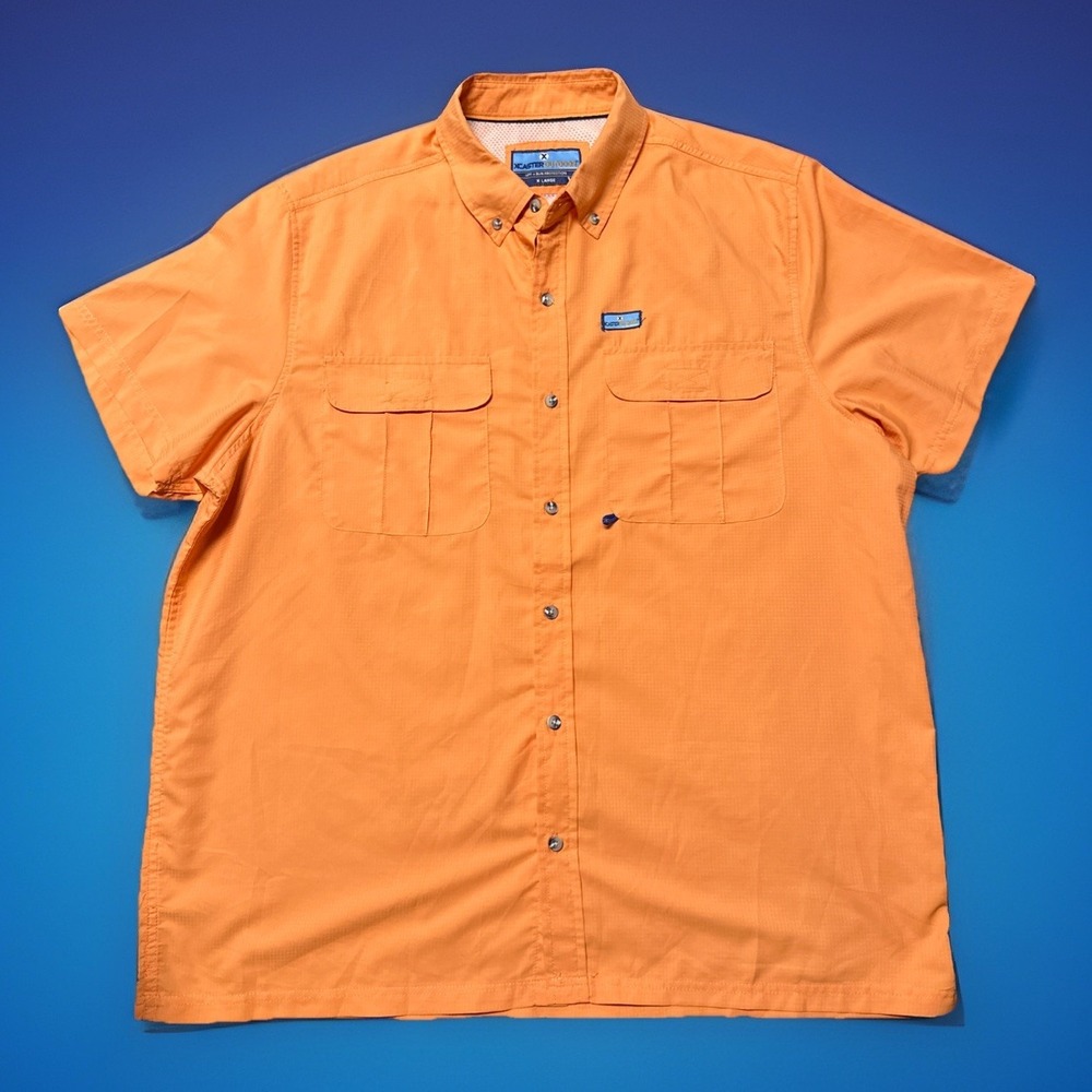 X-Caster by Tallwood UPF 30+ Vented Short Sleeve Fishing‎ Shirt Orange Size XL